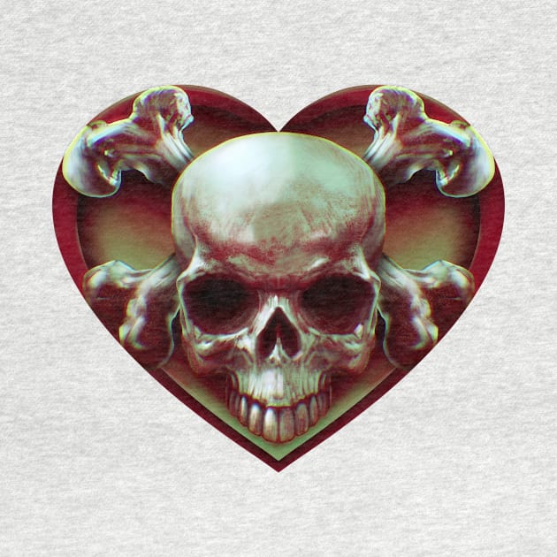 Skull Bones Heart by Ed Labetski Art